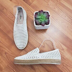 Miu Miu Leather Mesh Platform Espadrilles White Slip On Sz 40